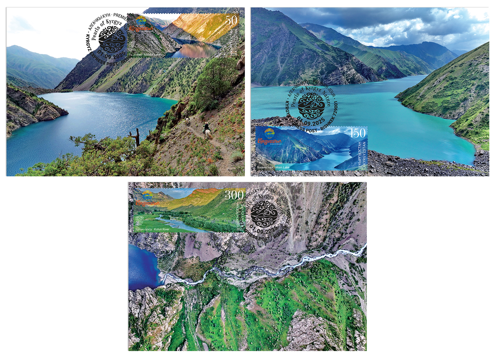 K154-156. Pearls of Kyrgyz Nature. Kulun Lakes